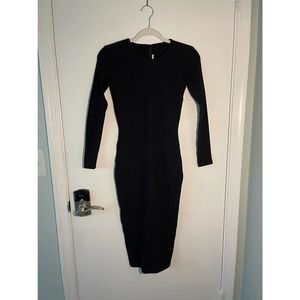 NADIA TARR Black Ribbed Scuba Cocktail Dress Size S